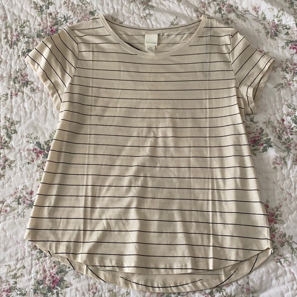 Black/cream Striped Short Sleeve Shirt